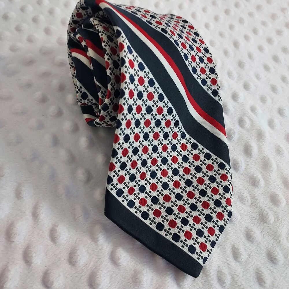 Vintage Givenchy Gentlemen Tie Red White Blue Geometric Necktie Paris Couture